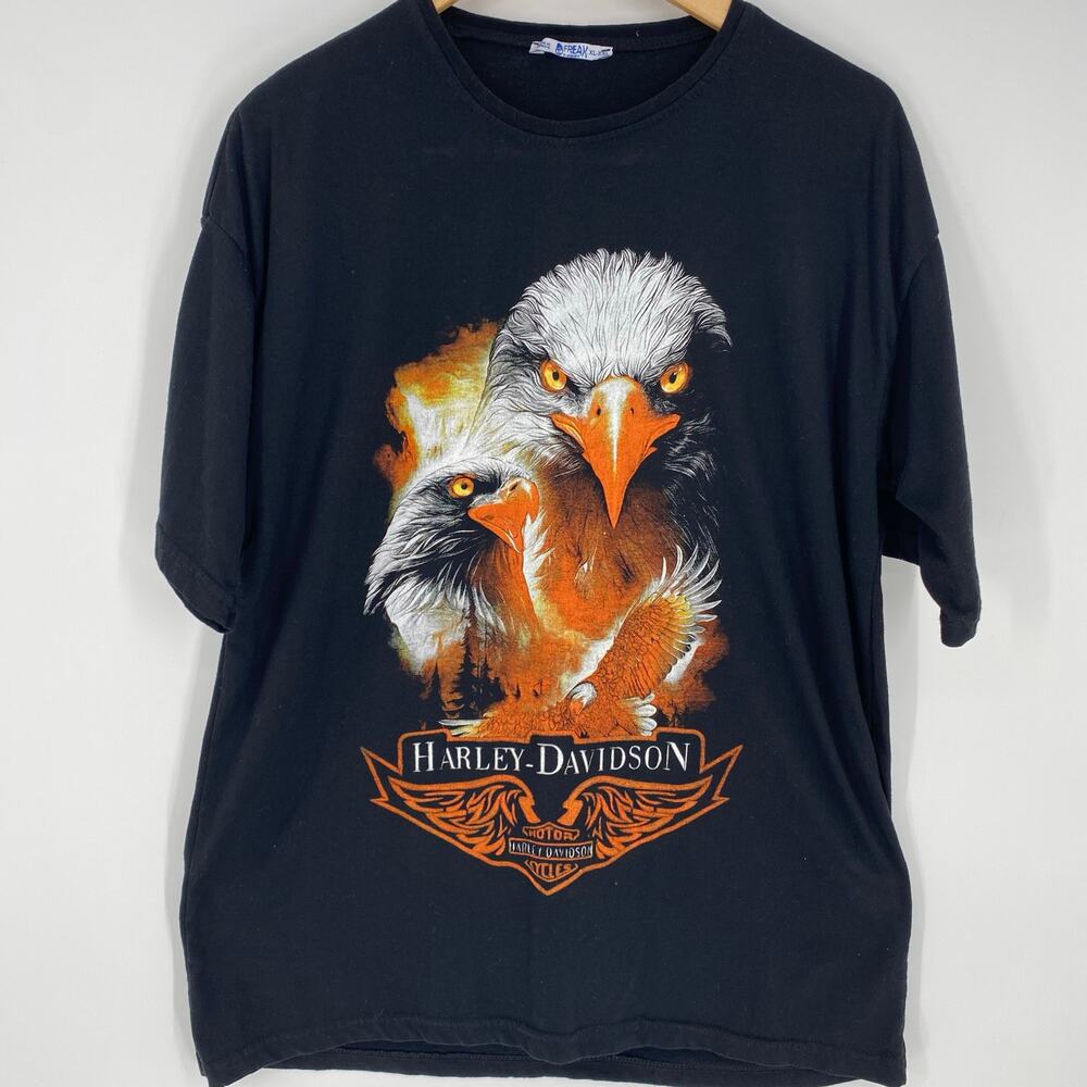 Harley‎ Davidson T-shirt Men’s XXL Eagle Flames Vintage Biker